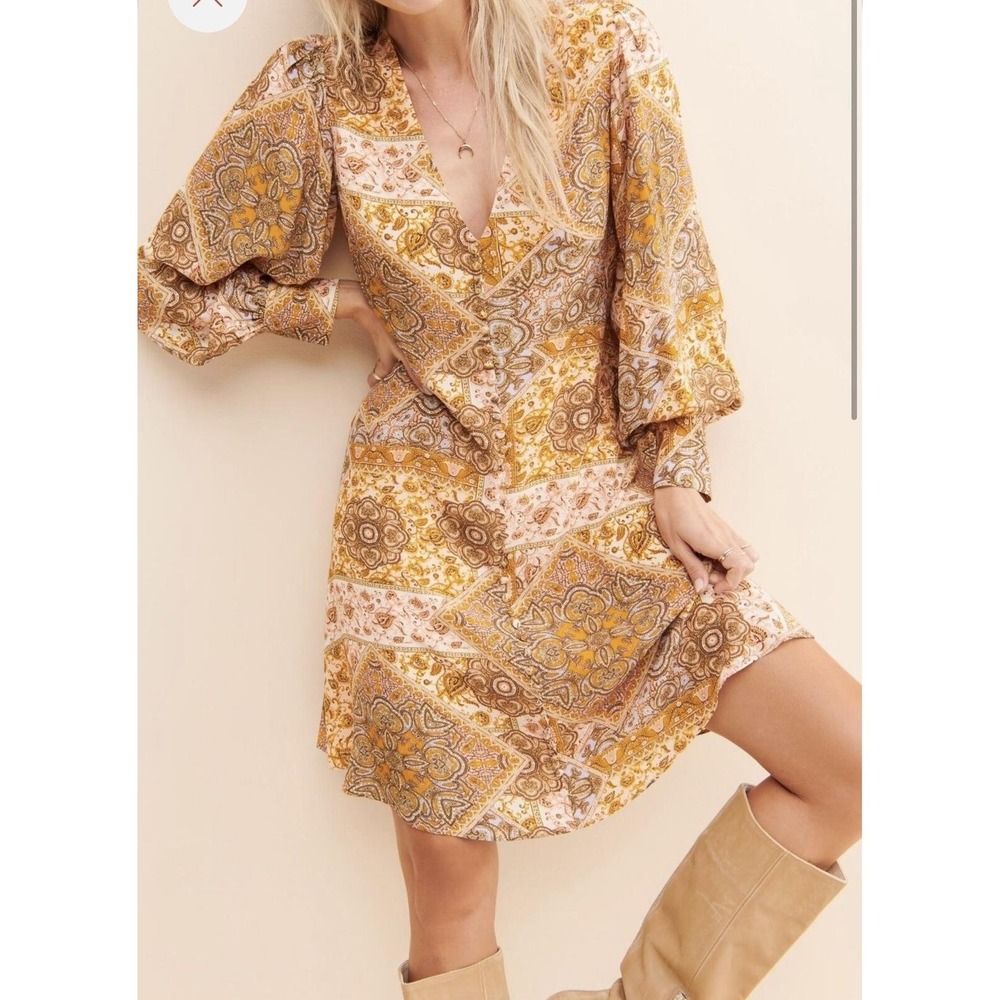 Kachel X Anthropologie Zola Patchwork Paisley Button Front Mini Dress Size 2 - Picture 2 of 9